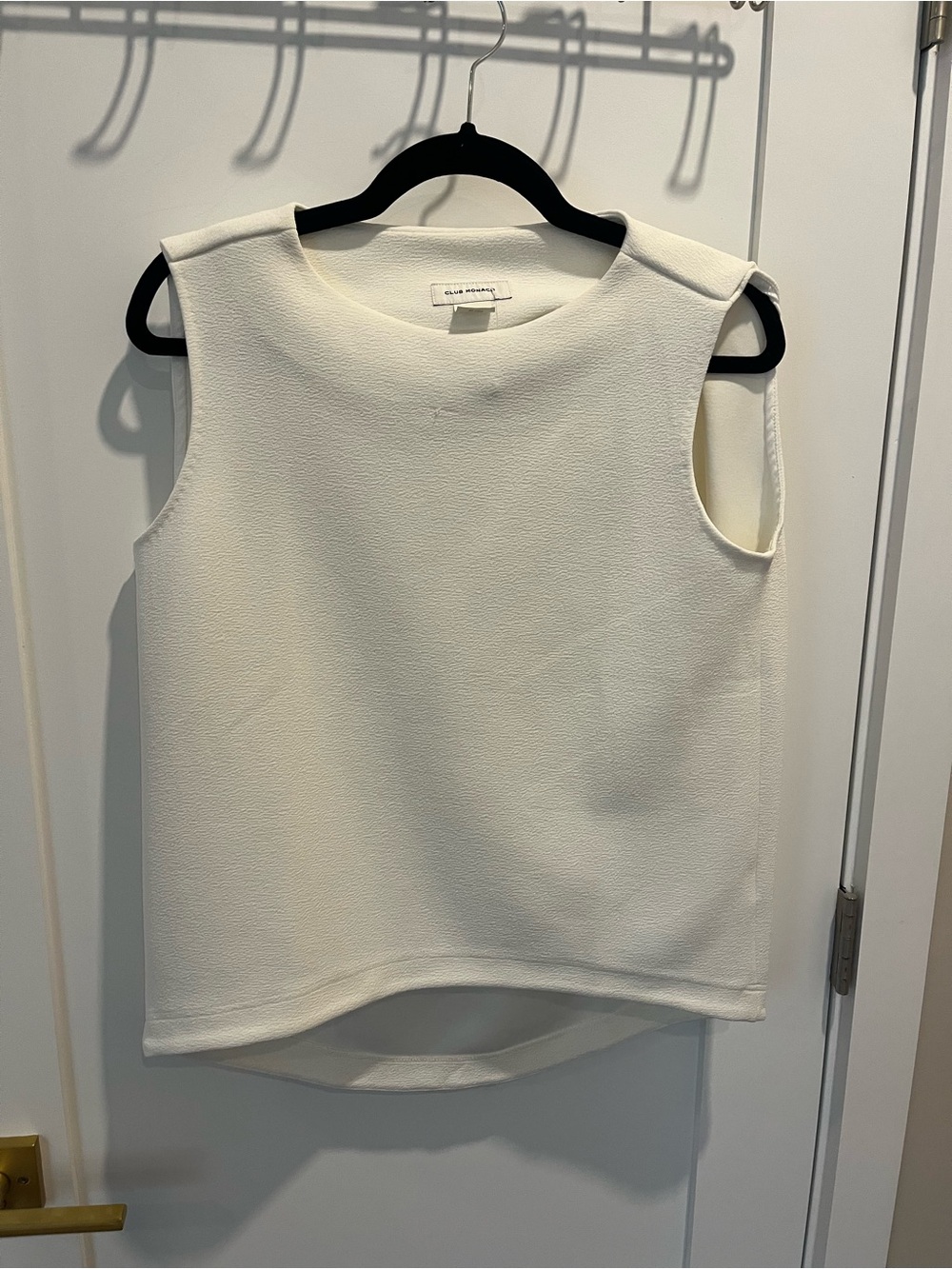 Club Monaco Cream Textured Sleeveless Shell Top